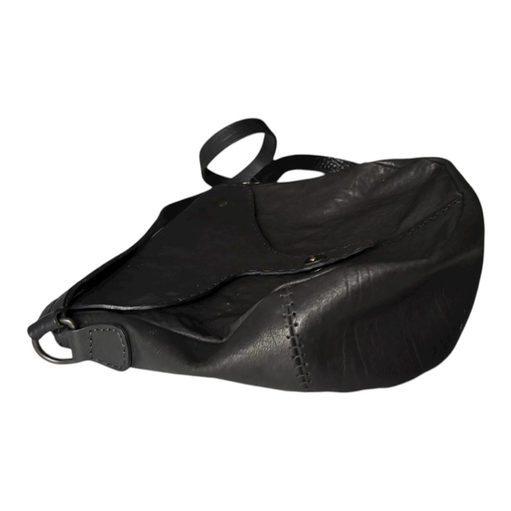 Johnny Farah crossbody medium size adjustable shoulder strap black leather bag - Picture 9 of 16